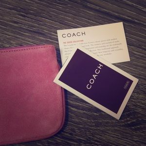 Pink Suede Coach Wristlet